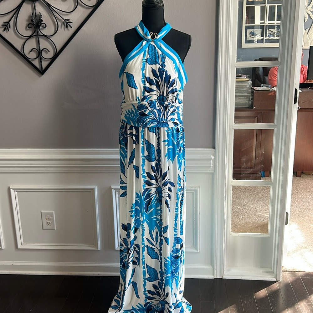Lilly Pulitzer New w/Tags Turquoise & White Maxi Dress